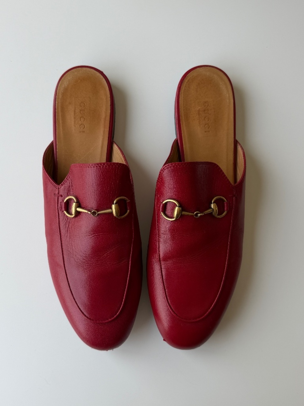 Gucci Horsebit red leather mule loafers, IT 40
